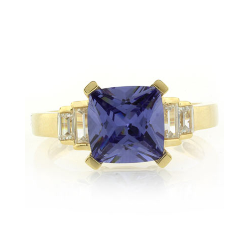 Tanzanite Sterling Silver Ring in Gold Plated