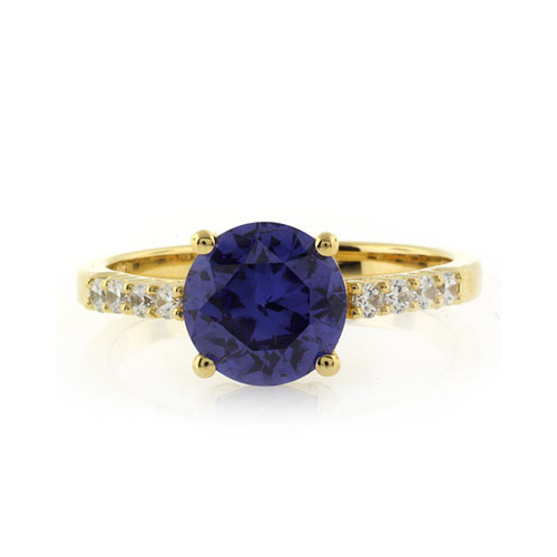 Solitaire with Accents Sterling Silver Ring