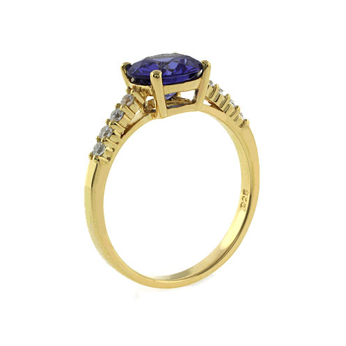 Solitaire with Accents Sterling Silver Ring
