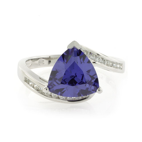 Silver Trillion Cut Tanzanite Ring