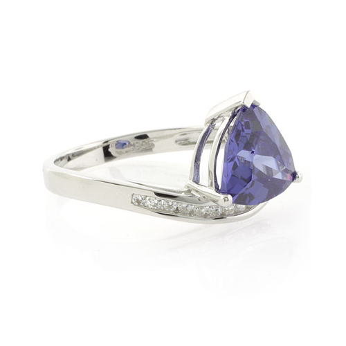 Silver Trillion Cut Tanzanite Ring