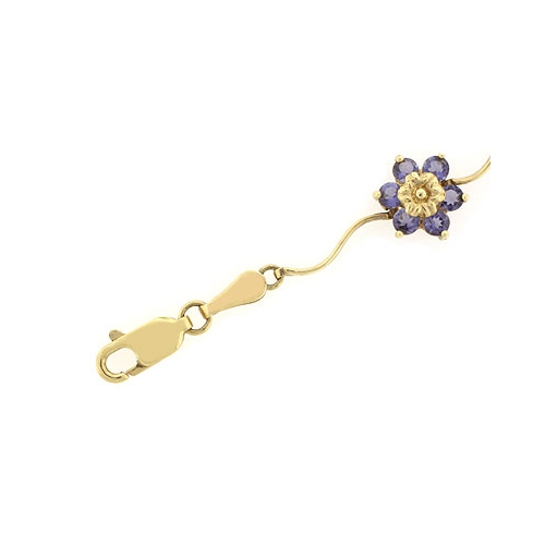 14K Yellow Gold Multi Gemstone Flower Bracelet