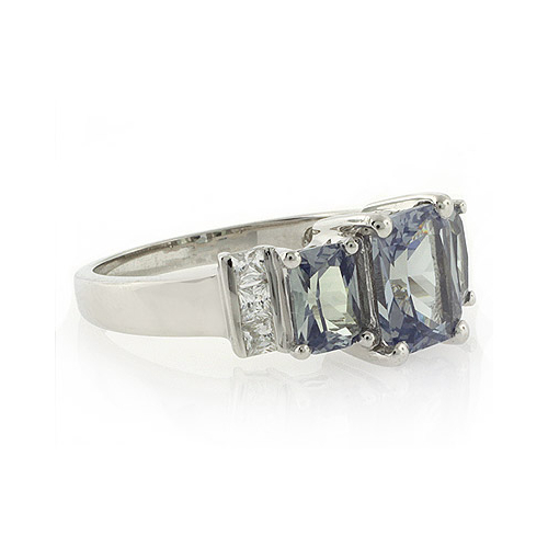 3 Stone Engagement Alexandrite Silver Ring