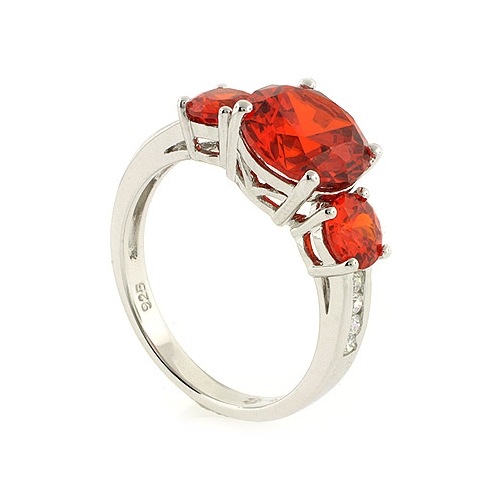 3 Round Cut Fire Cherry Opal Ring