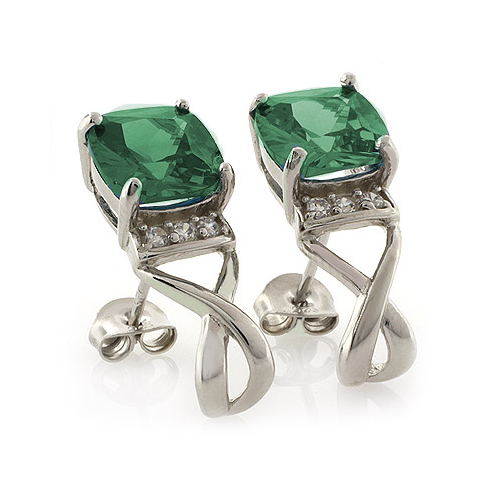Cushion Cut Alexandrite Silver Earrings