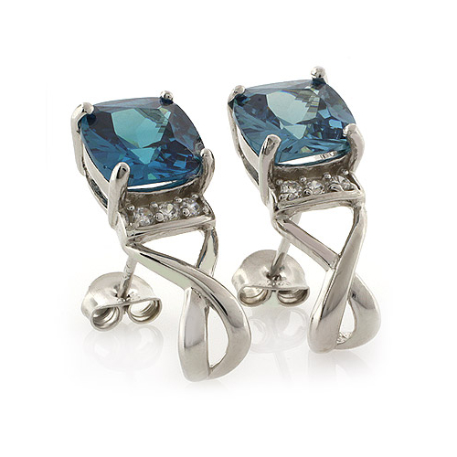 Cushion Cut Alexandrite Silver Earrings