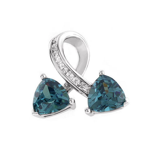 Double Alexandrite Trillion Cut Stone Pendant