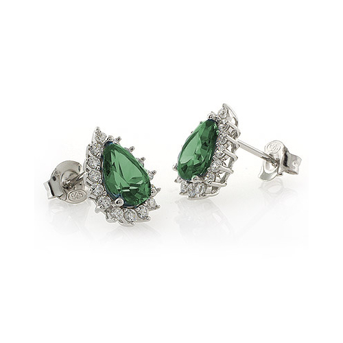 Alexandrite Pear Cut Framed Silver Earrings