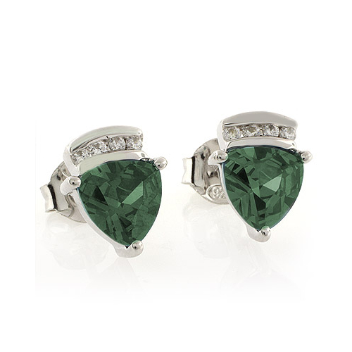 Alexandrite Trillion Cut Silver Stud Earrings