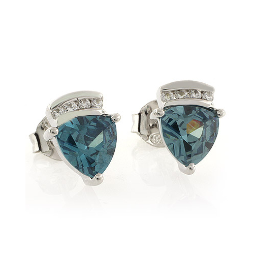 Alexandrite Trillion Cut Silver Stud Earrings