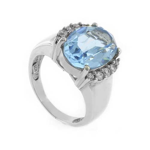 Big Aquamarine Gemstone Silver Ring