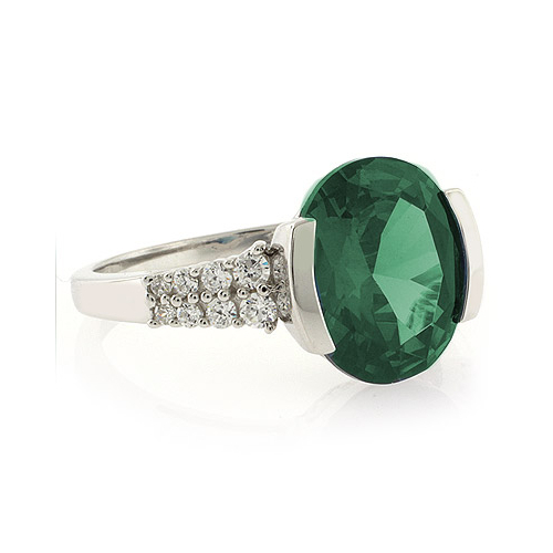Blue to Green Color Change Oval Cut Stone Ring