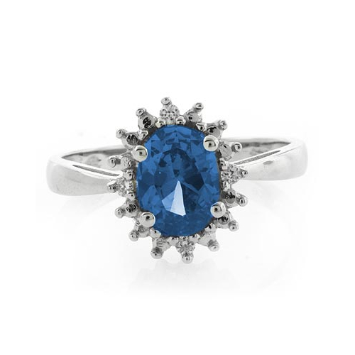 Blue Topaz Princess Kate Style Ring