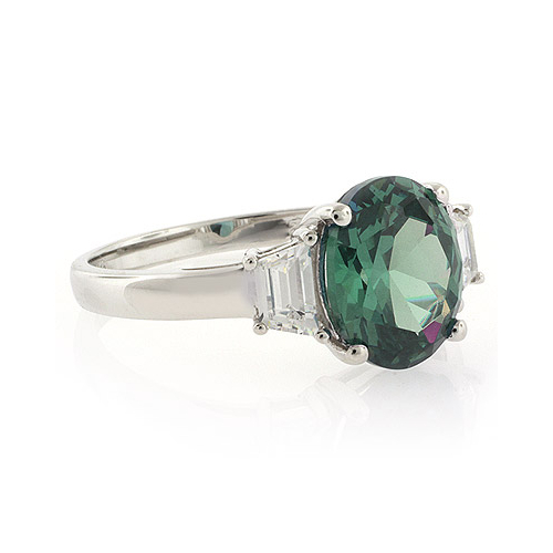 Alexandrite Ring Blue to Green Change Oval Cut Stone