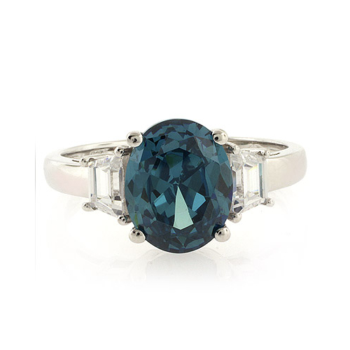 Alexandrite Ring Blue to Green Change Oval Cut Stone