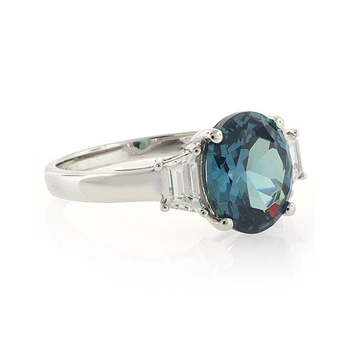Alexandrite Ring Blue to Green Change Oval Cut Stone