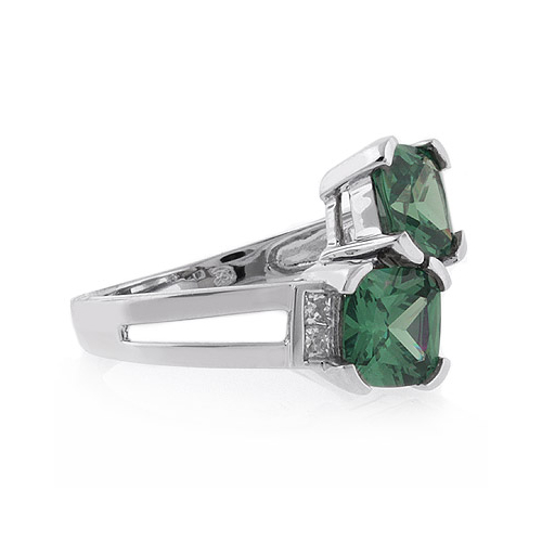 Double Stone Alexandrite Sterling Silver Ring