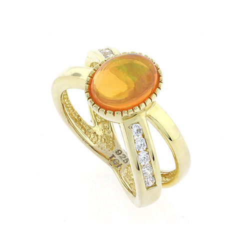 Gold Plated Fire Jelly Opal Ring