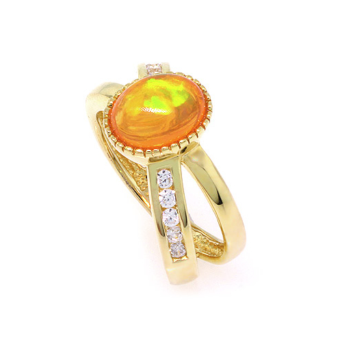Gold Plated Fire Jelly Opal Ring