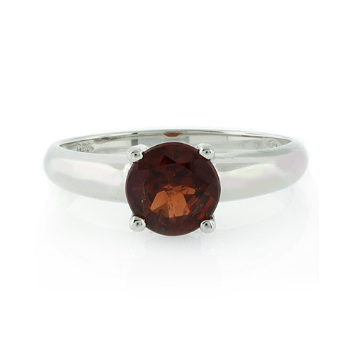 Authentic Red Garnet Sterling Silver Solitaire Ring