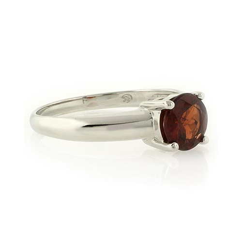 Authentic Red Garnet Sterling Silver Solitaire Ring