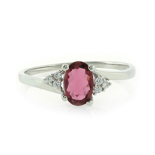 Authentic Rubellite Sterling Silver Ring