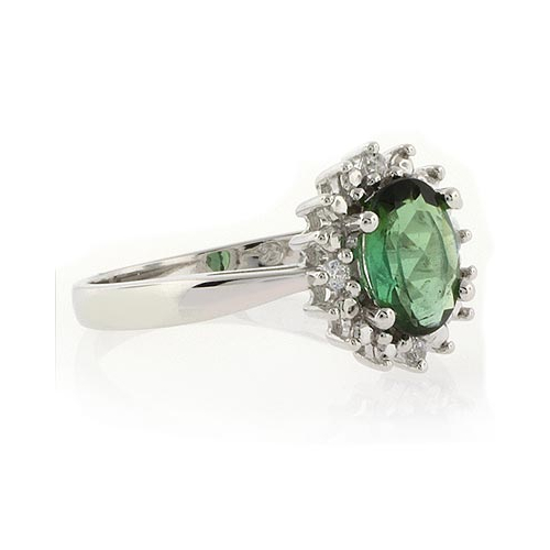 Genuine Green Tourmaline Ring in Sterling Silver