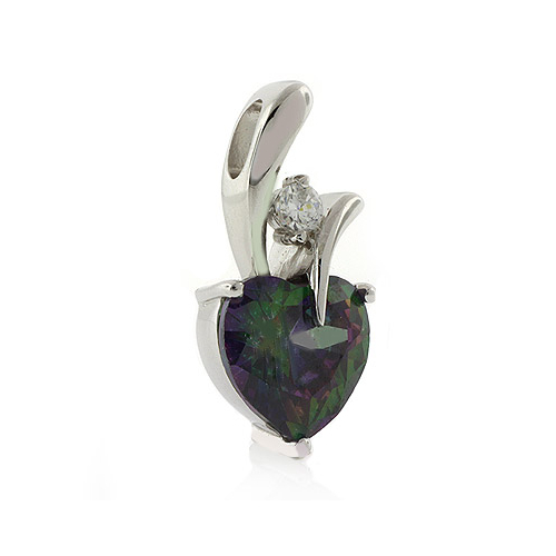 Mystic Topaz Silver Heart Solitaire Pendant