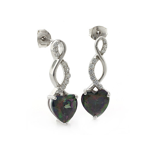 Mystic Topaz Heart Shape Silver Drop Earrings