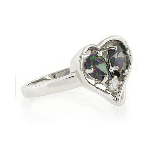 Heart Shape Silver Ring with Mystic Topaz