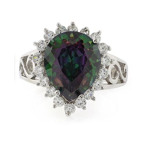 Pear Cut Mystic Topaz Silver Ring