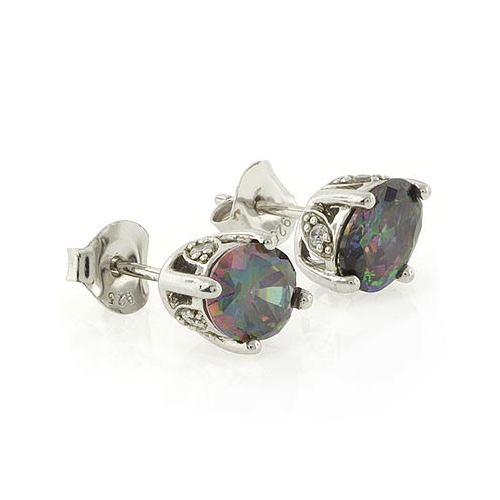 Mystic Topaz Silver Stud Earrings