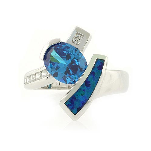Fashion Modern Blue Topaz Opal Ring