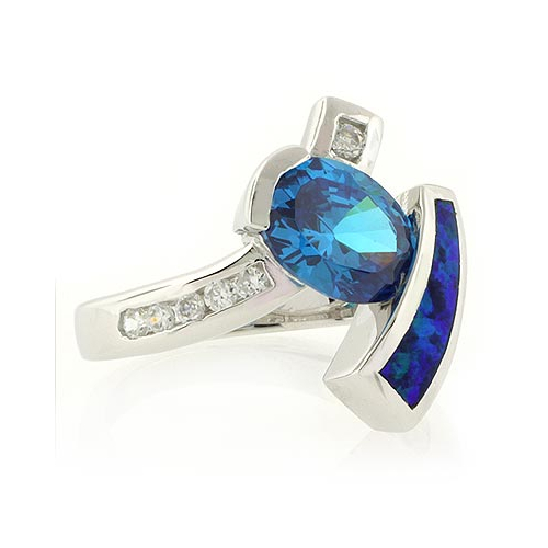 Fashion Modern Blue Topaz Opal Ring