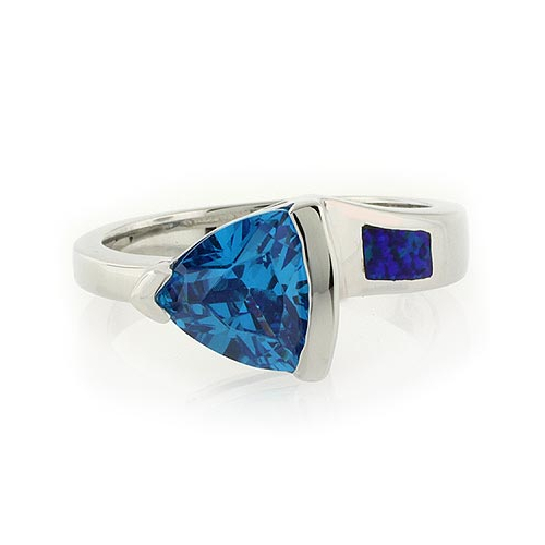 Elegant Blue Topaz Opal Ring
