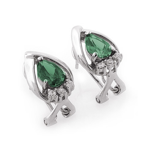 Pear Cut Alexandrite Silver Omega Closure Earrings