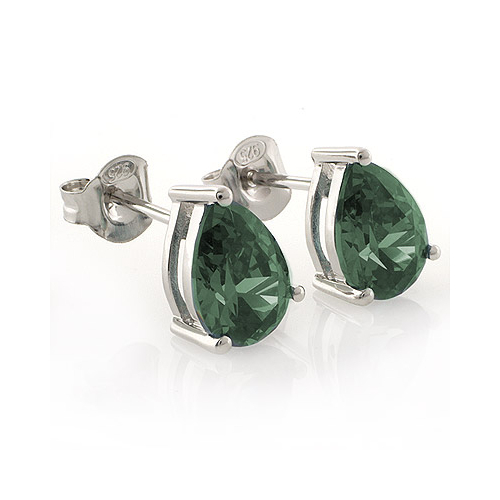 Alexandrite Pear Cut Stud Silver Earrings