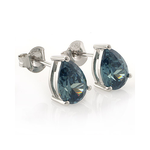 Alexandrite Pear Cut Stud Silver Earrings