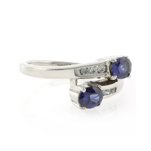 Silver Double Stone Sapphire Ring