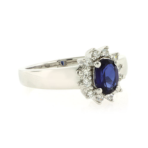 Silver Oval Cut Sapphire Ring