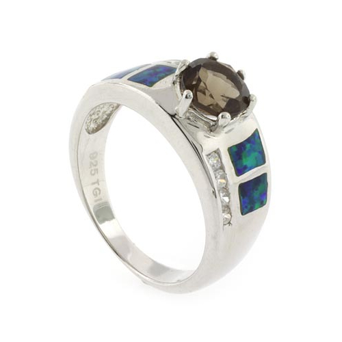 Australian Opal Ring with Smoked Quartz