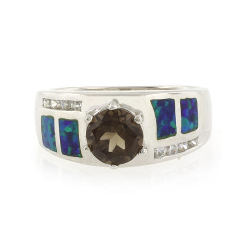 Australian Opal Ring with Smoked Quartz