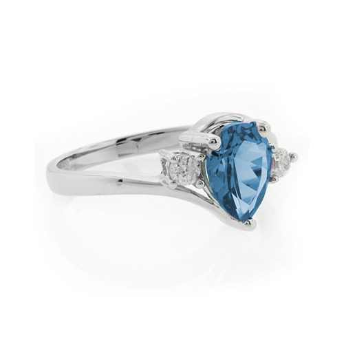 Solitaire Blue Topaz Sterling Silver Ring