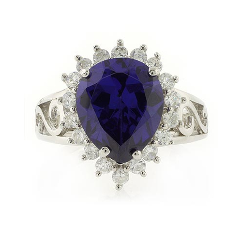 Pear Cut Tanzanite Silver Ring