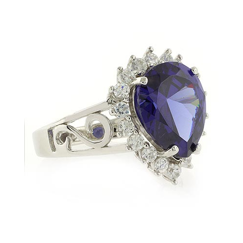 Pear Cut Tanzanite Silver Ring
