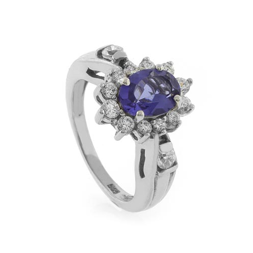 Elegant Oval Cut Tanzanite Silver Ring