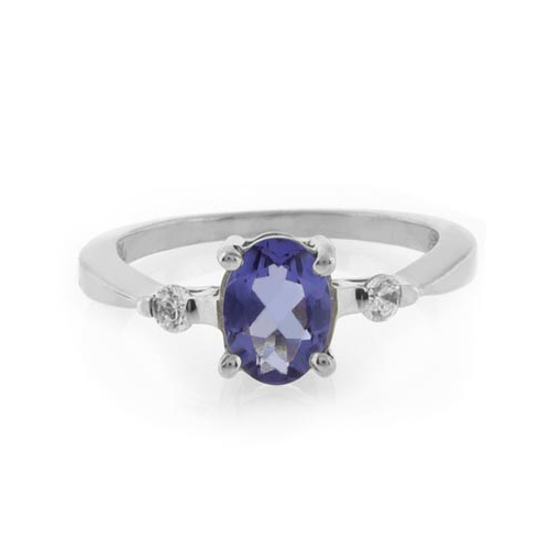 Oval Cut Tanzanite Silver Engagement Ring