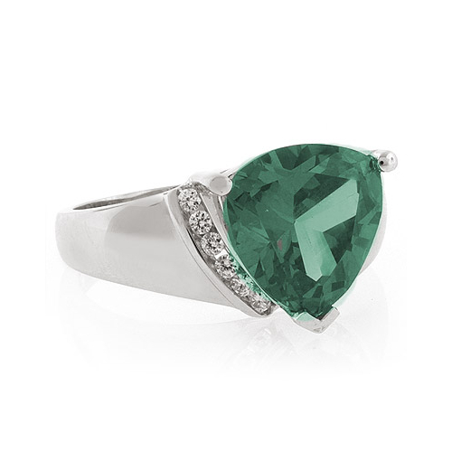 Alexandrite Ring Big Trillion Cut Stone Green to Blue Color Change