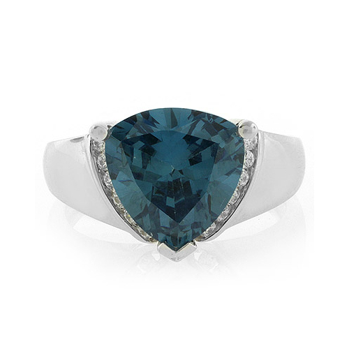 Alexandrite Ring Big Trillion Cut Stone Green to Blue Color Change
