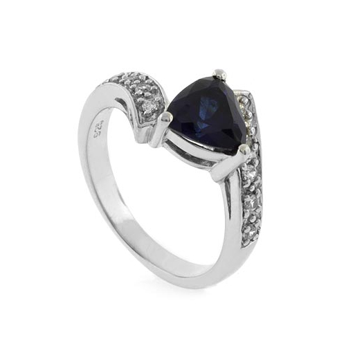 Beautiful Trillion Cut Sapphire Sterling Silver Ring